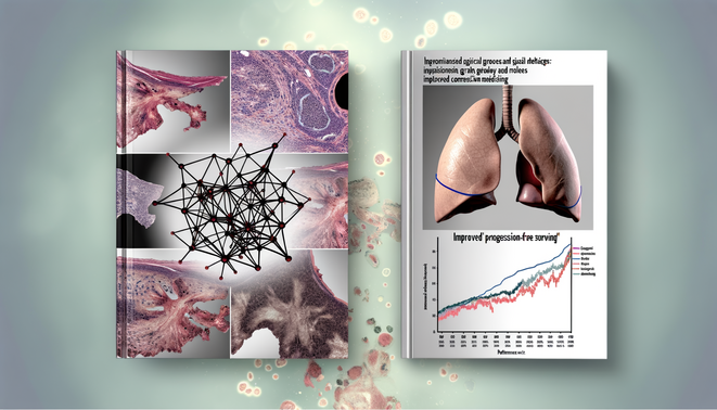 alt_text: A vibrant cover image depicting lung tissue with GNN elements and metrics showcasing model success.