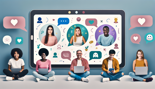 alt_text: Diverse Gen Z youth interact with devices in a calming space, exploring AI's role in mental health.