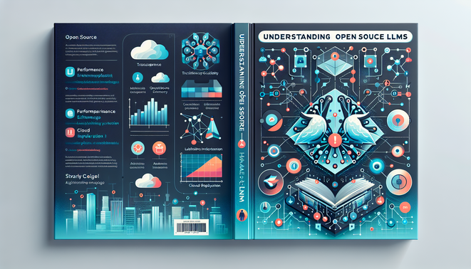 alt_text: A modern guide cover showcasing Llama 2 and Falcon in open-source AI, featuring bold titles and tech motifs.