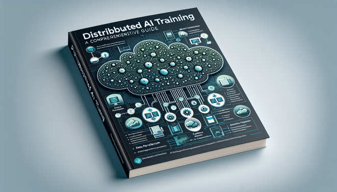 alt_text: Visual cover for "Distributed AI Training" guide, showcasing interconnected nodes, cloud icons, and data flow.