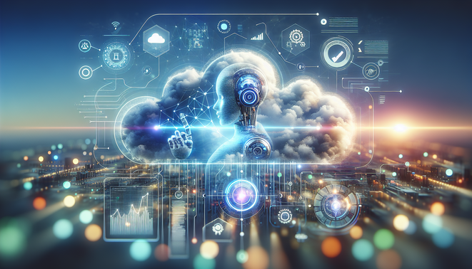 alt_text: Futuristic design featuring AI agents in cloud computing, symbolizing innovation and efficiency.