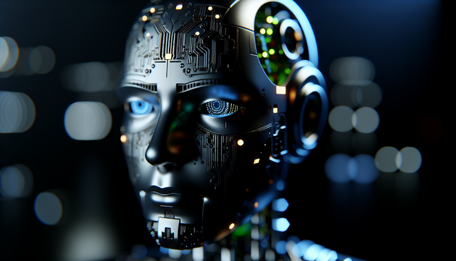 alt_text: Contemplative AI entity in a futuristic setting, symbolizing self-preservation and user safety.