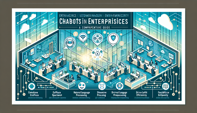 alt_text: A modern office showcases AI chatbots, highlighting benefits for enterprises in a professional setting.