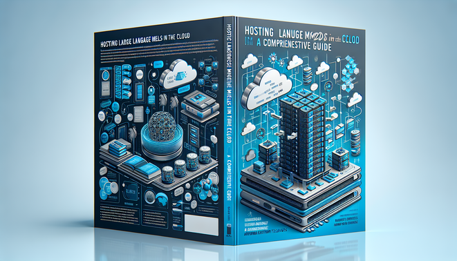 alt_text: Modern cover for "Hosting Large Language Models in the Cloud" showcasing tech, scalability, and advanced architecture.