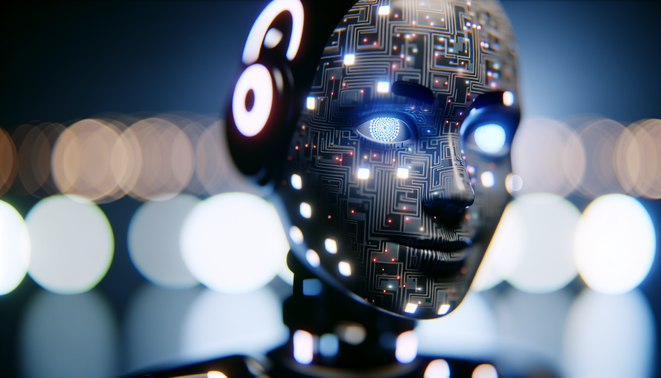 alt_text: Executive engages with AI in a futuristic control room, showcasing 24/7 compliance monitoring.