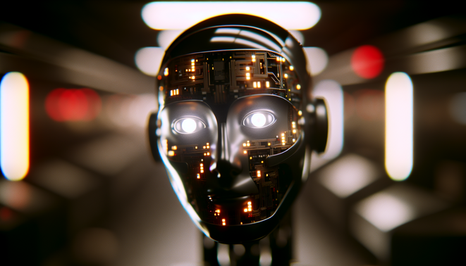alt_text: Futuristic workspace showcasing collaboration of AI agents in software development and creativity.