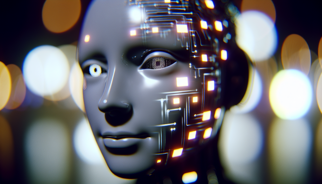 alt_text: "Futuristic vending machine managed by AI, showcasing quirky items and advanced analytics in a corporate space."