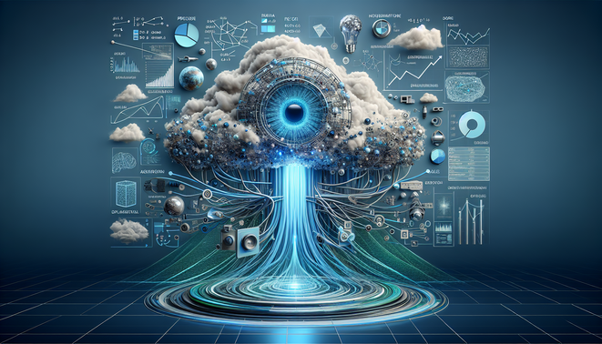 alt_text: Book cover for "Comprehensive Guide to AI Model Evaluation," featuring vibrant clouds and neural networks.
