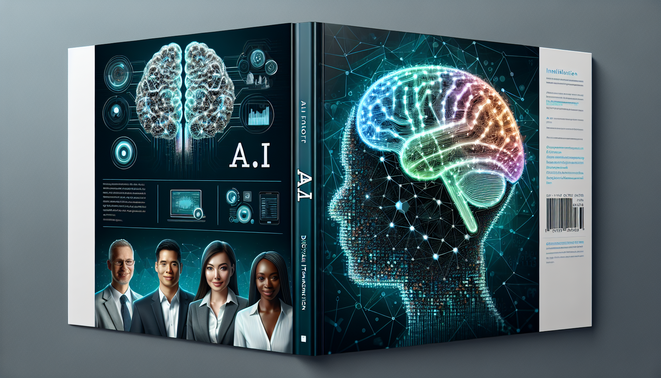 alt_text: A modern cover depicting AI's impact on business, featuring tech visuals and diverse professionals collaborating.