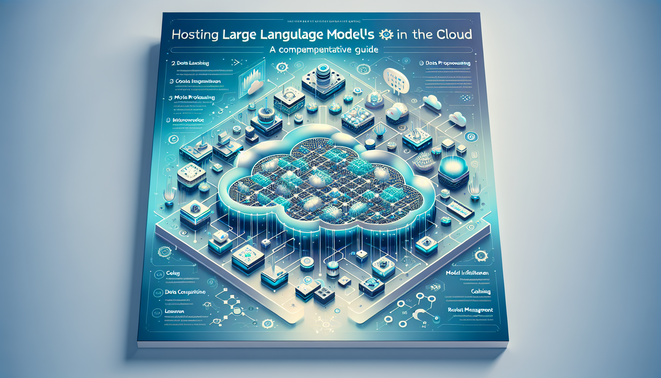 alt_text: Modern cover design for a guide on hosting Large Language Models in the cloud, featuring tech elements.