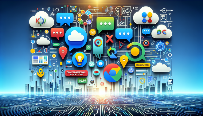 alt_text: Cover image for an article comparing Google Dialogflow CX and Microsoft Bot Framework in AI.