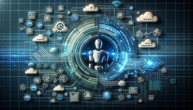 alt_text: Sleek AI agent automating cloud workflows, showcasing innovation in a tech-savvy, dynamic design.