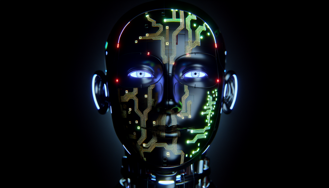 alt_text: A parent watches a device with a teen's holographic face, symbolizing online safety and support.