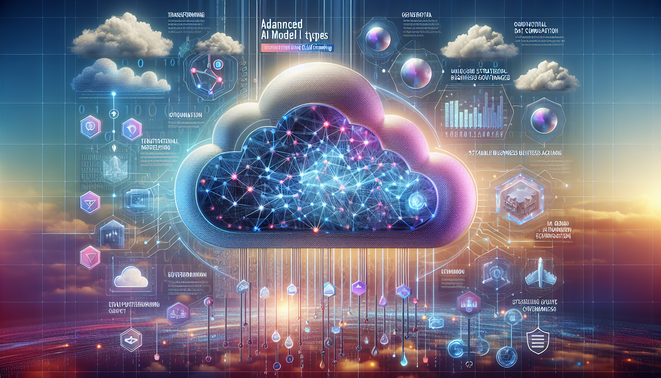 **alt_text**: Cover image for a report on AI model types and cloud computing, featuring neural networks and data flows.