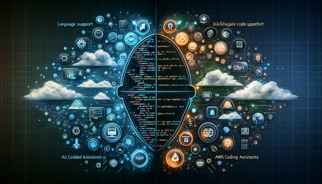 alt_text: A split cover image comparing Tabnine and Amazon CodeWhisperer, showcasing AI coding tools and features.