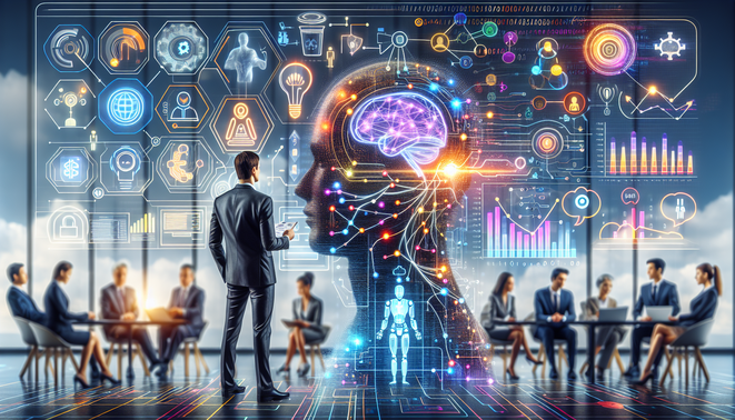 alt_text: Cover image visualizing NLP's impact on business: AI, collaboration, and industry transformation.