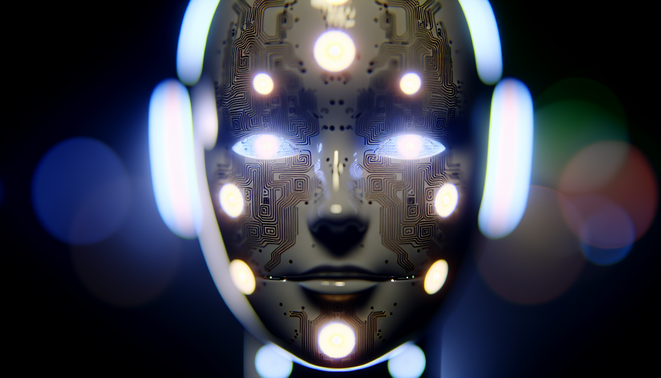 **alt_text**: A researcher interacts with AI, highlighting the fusion of technology and life sciences in analysis.