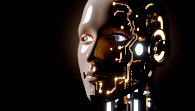 alt_text: Futuristic AI figure integrates with Chrome and Excel, showcasing Opus 4.5's advanced productivity features.