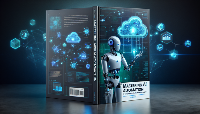alt_text: Futuristic book cover featuring AI agents, cloud interfaces, and vibrant tech-inspired design elements.