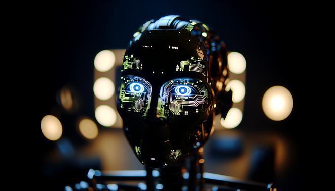 alt_text: Futuristic digital landscape with AI elements, showcasing cognitive blueprints and autonomous agents.